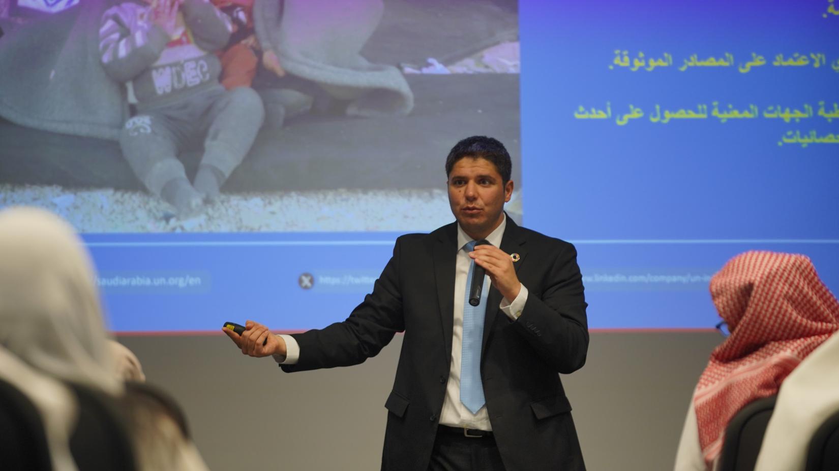 Khaled Kabbara, UNHCR Communication Officer during UNHCR humanitarian story-telling session