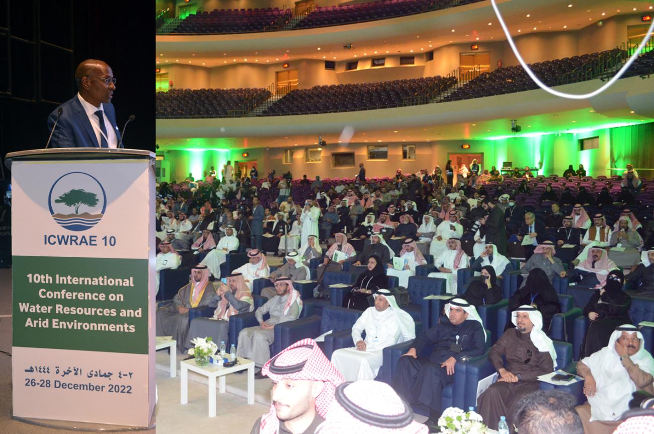 Photo of Food and Agriculture Organization's presentation on the UN Decade on Ecosystem Restoration at 10th International Conference on Water Resources and Arid Environments (ICWRAE) held at the King Saud University,
